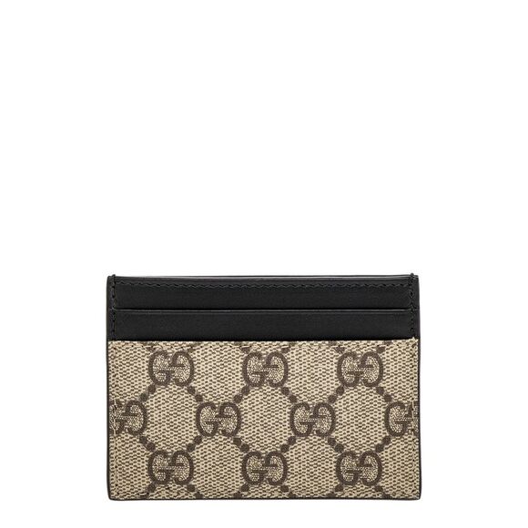 Gucci Gg Supreme Canvas & Leather Card Case Brown